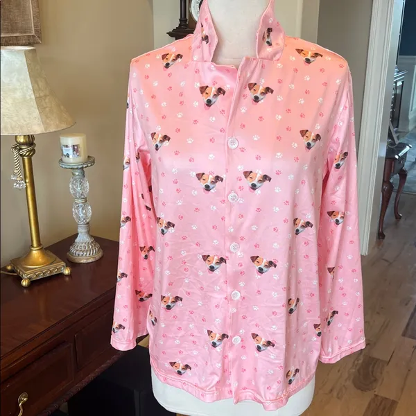 Pet Face Pink Pajama Top Pants Set Women’s Small - Image 7