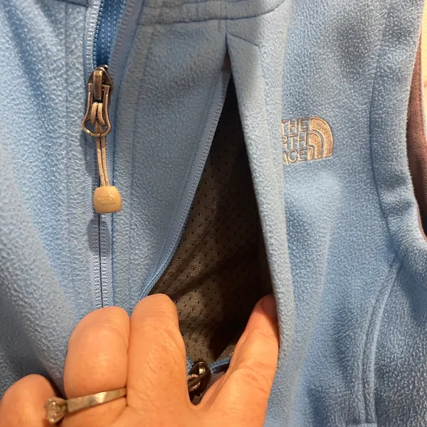 The North Face Windwall Fleece Vest Women's Size L G Blue Zip‎ Up Pockets Warm - Image 5