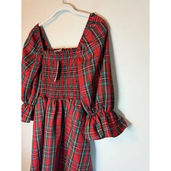 Audrey Parks Francesca's Effie Tartan Plaid Smocked Mini Dress XS NWT $70 - Image 4