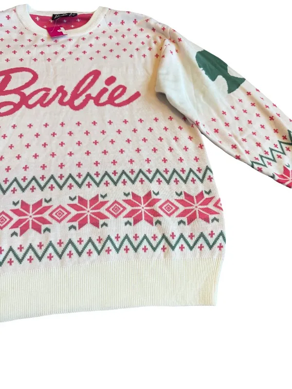 Mattel Barbie Pullover Stretchy Sweater Crew Neck Pony Tail Pink Size Small NWT - Image 6