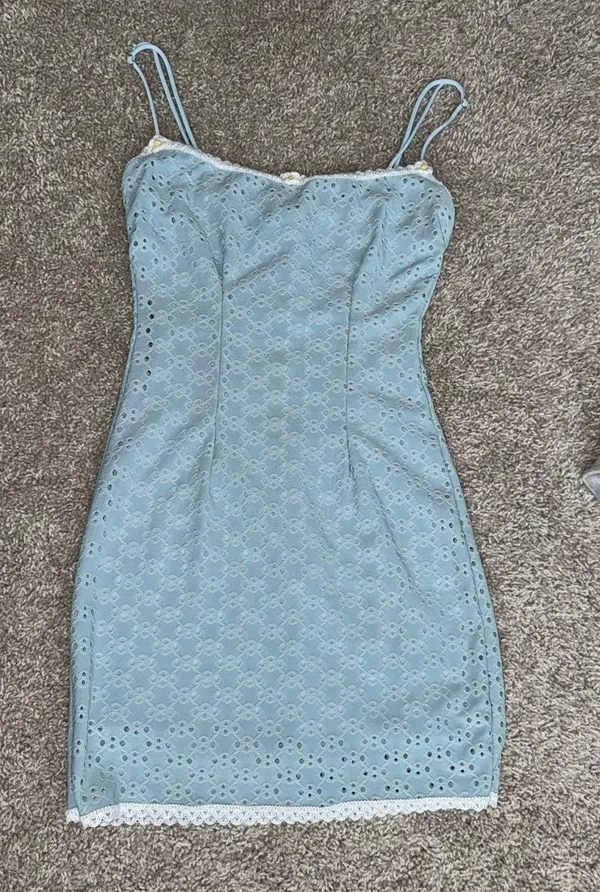Lucy in the Sky Bodycon Dress in Steel Blue - Image 2