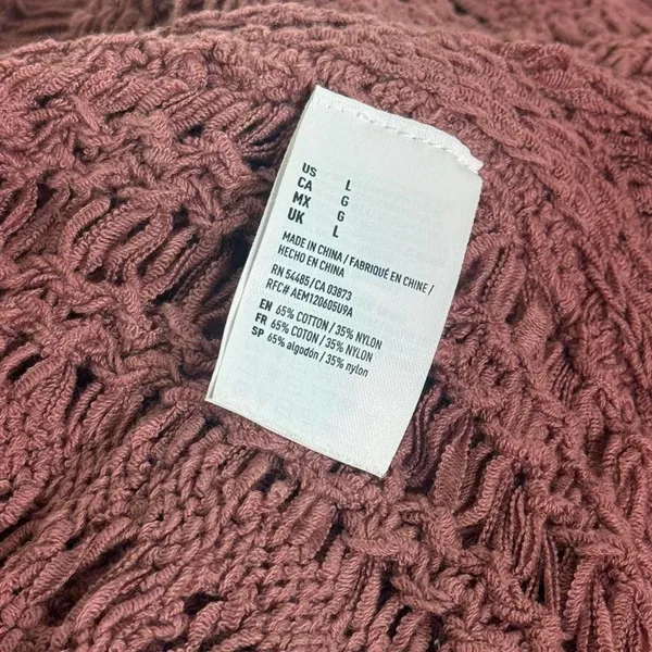 American Eagle Outfitters Coastal Nude Pink Crochet Tank Cover-up Women's Size L - Image 4