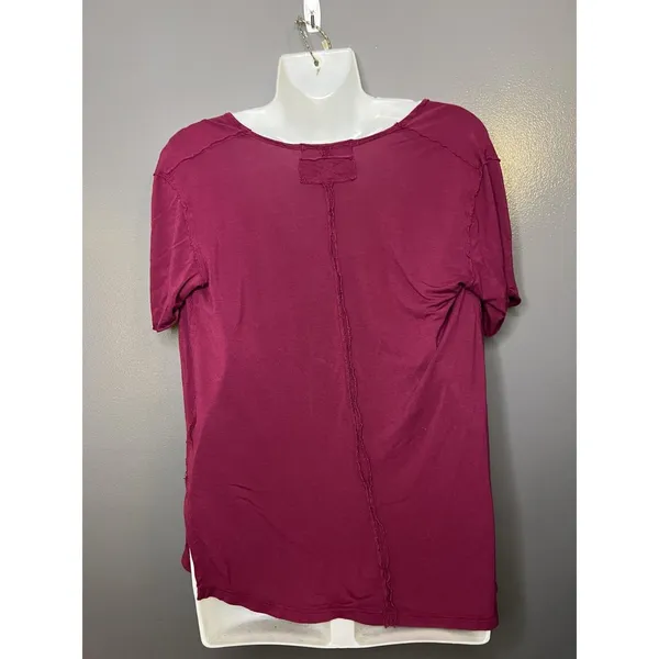 We The Free Shirt Womens Small Red Scoop Neck Short Sleeve Relaxed Asym Hem Top - Image 5