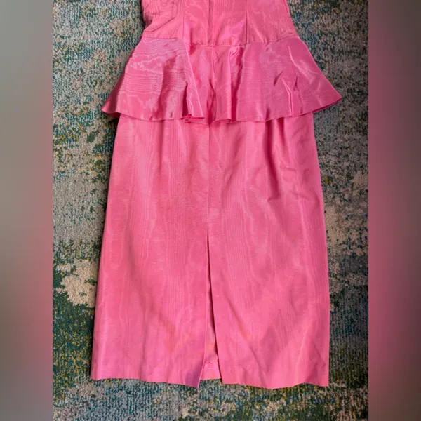 Vintage 60s pink peplum formal bridesmaid dress, size 7/8 - Image 13
