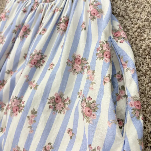 Show Me Your Mumu Mini Dress Womens XS Striped Floral Puff Sleeve Linen‎ Pockets - Image 7
