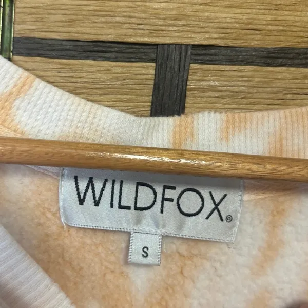 Wild Fox Tie Dye Peach And White‎ Cropped Sweatshirt Size Small - Image 7