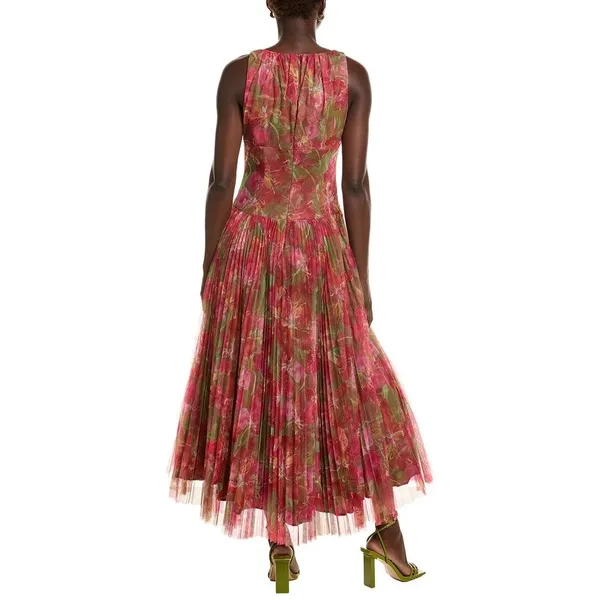 Hutch Eliana Floral Pleated Gown Red Olive Watercolor NWT Size 4 - Image 7