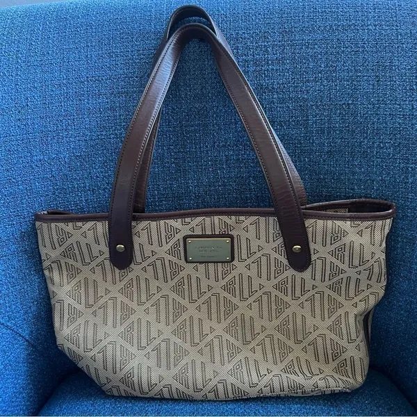 Ralph Lauren Vintage Signature Khaki Brown Medium Satchel Tote Handbag - Image 2