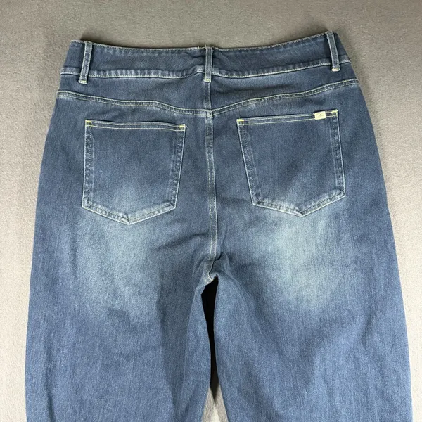 Halara Jeans Womens L Petite Blue Medium Wash Mid Rise Straight Stretch Denim - Image 10