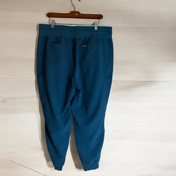 Jaanuu‎ Women's 13 Pocket Teal Scrub Jogger Sz XLP Antimicrobial - Image 3