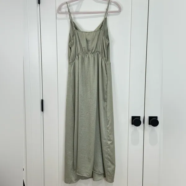 American Eagle Outfitters Satin Cowl Neck Midi Dress Sage Green Large Spring - Image 4