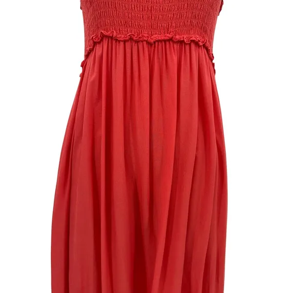 Tuckernuck Pomander Place Shallon‎ Tie Strap Smocked Maxi Dress Coral Size Large - Image 3