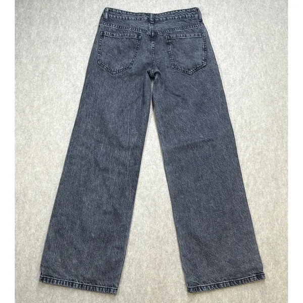 Love Soho Women 4 Gray Acid Wash Y2K Grunge Wide Leg Low Rise Skater Girl Jeans - Image 2