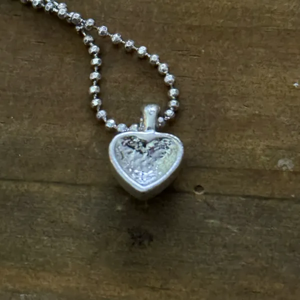 Silver tone pave heart pendant necklace - Image 4