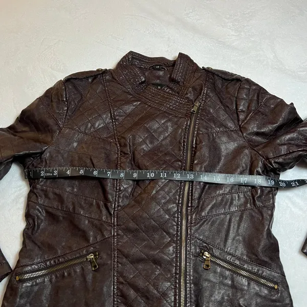 GUESS Faux Leather Moto Jacket Size Large Classic Casual Minimalist Rocker Y2K - Image 7