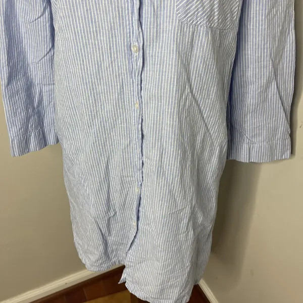 Barbour Seaglow Stripe‎ Cotton & Linen Shirtdress Sz 6 - Image 7