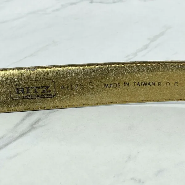 Vintage Ritz Bronze Faux Leather Belt Gold Hardware Small (S) ✨ - Image 3