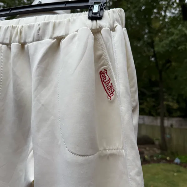 Vintage 90s Y2K Von Dutch Funky Track Pants L Large Solid White Cargo Pockets - Image 3