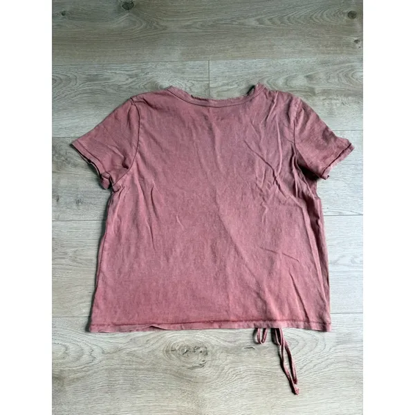 AERIE Cropped Keyhole Top short sleeve Burnt Orange/Rust distressed size M - Image 2