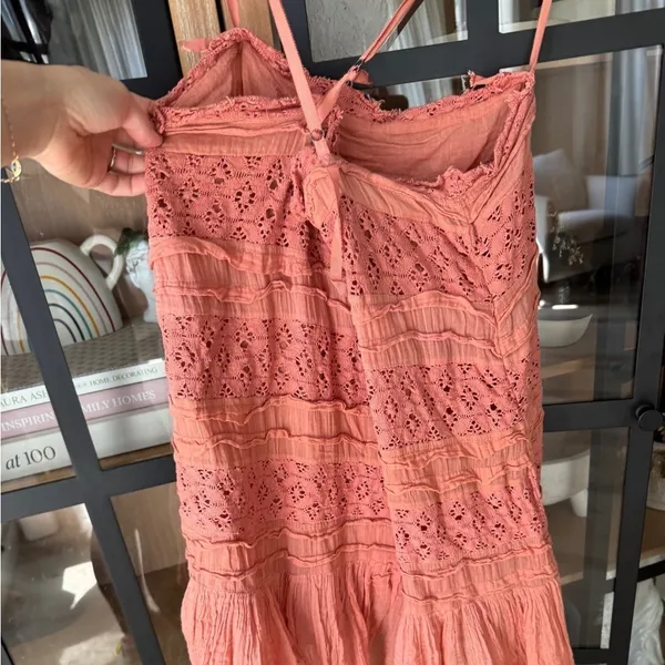 Free People Shailee Slip mini Dress Copper Rose embroidered ruffle square neck - Image 12