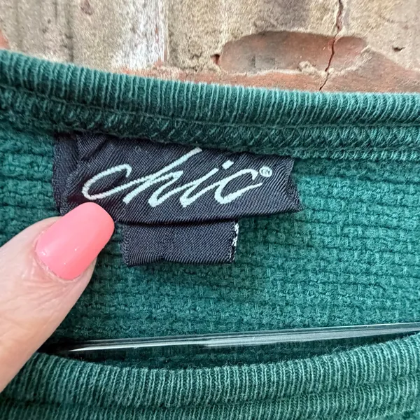Chic Vintage Teddy Bear Pullover Medium Large M/L 90s Cottagecore Green - Image 3