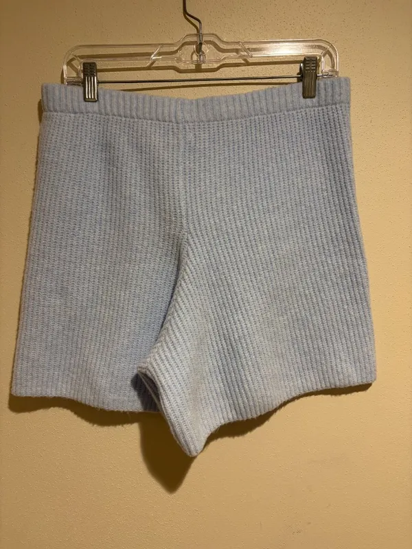 Aerie UnReal Knit Sweater Shorts in Eyelet Blue - Image 4