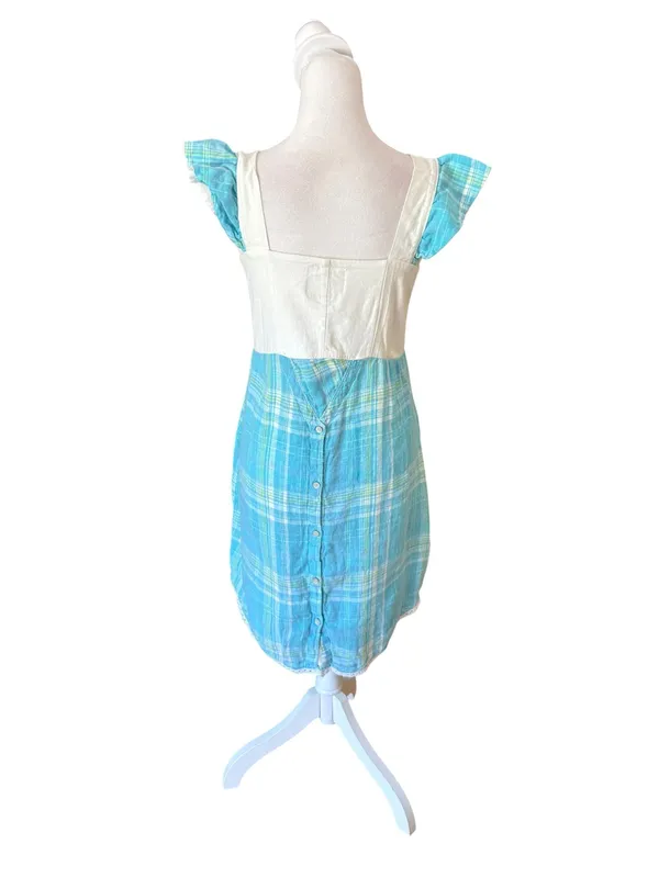 Forest Queen Vintage Style Pinafore Apron Dress Ruffle Cap Sleeves Womens Small - Image 2