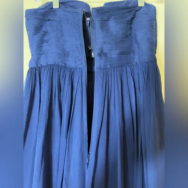 J. Crew Nadia Long Dress Silk‎ Chiffon Dark Cove Blue Wedding Formal Size 6 - Image 7