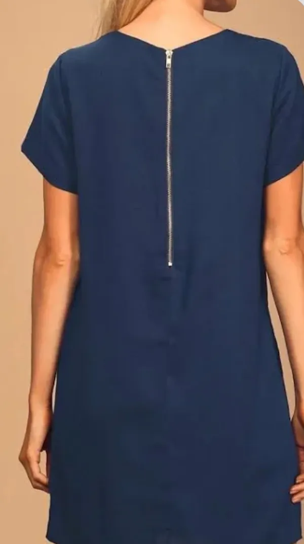Navy Blue Lulus Dress Shift And Shout - Image 2