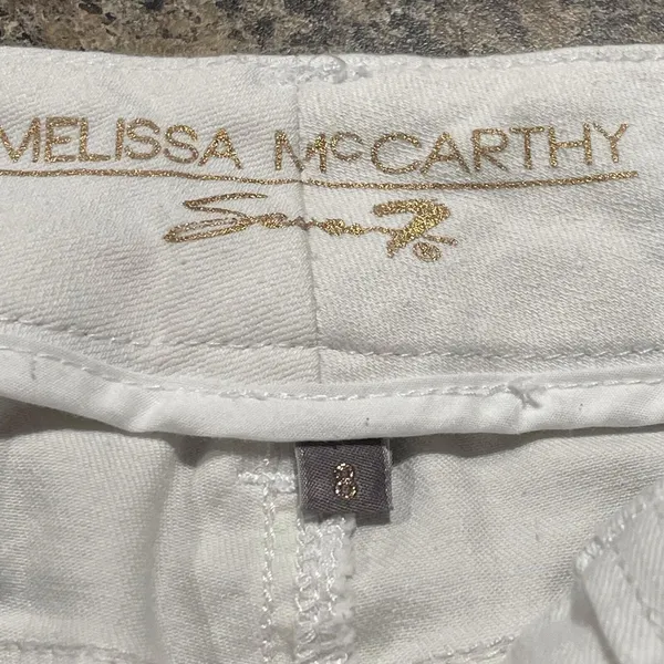 Melissa‎ McCarthy Seven7 Womens Jeans Pencil Embroidered Slimming White Size 8 - Image 4