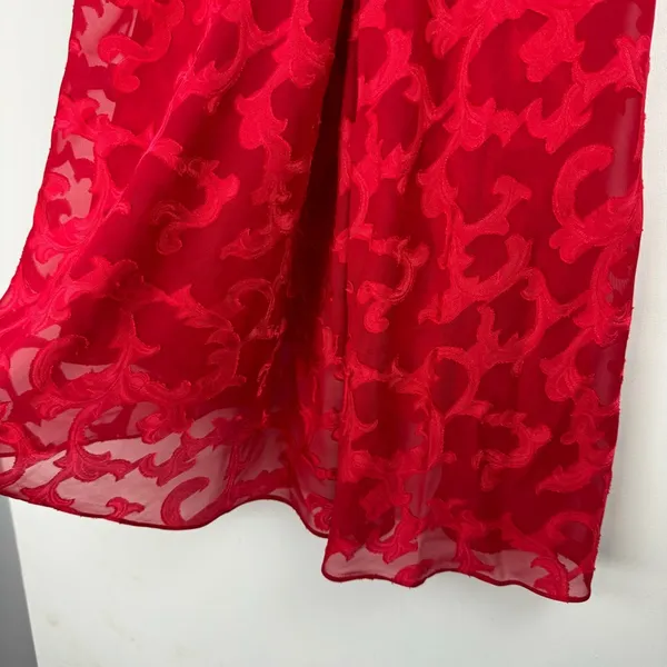 Vtg Victoria’s Secret Red Semi Sheer Slip Dress Sz Medium Babydoll - Image 9
