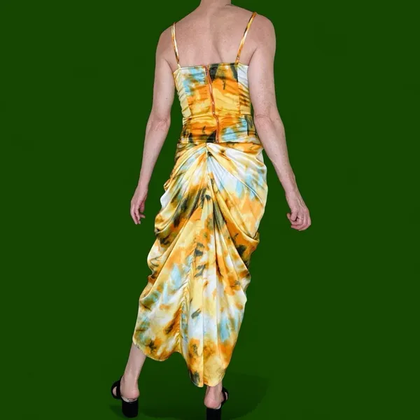 Pretty Little Thing Orange Yellow Abstract Tie Dye Tank Top Skirt Set - Image 6