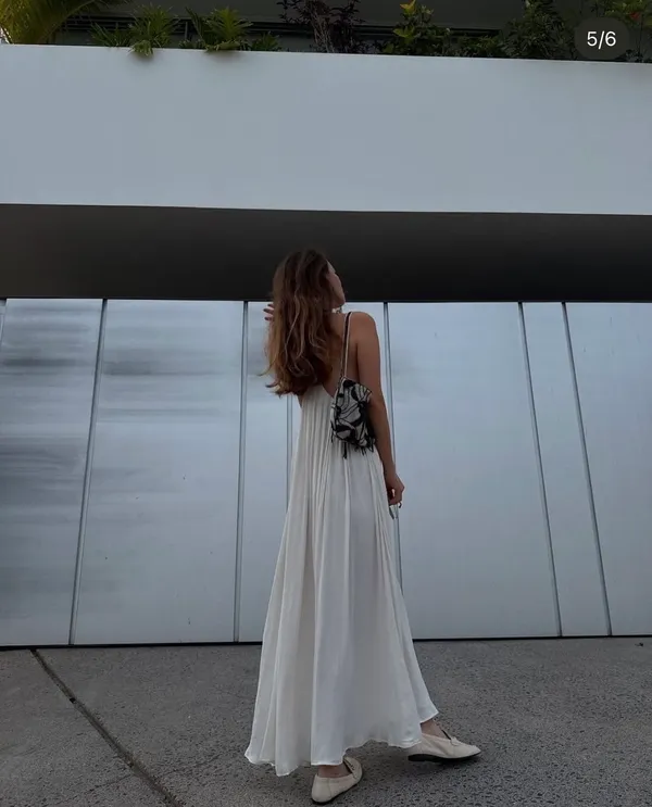Zara Flowy Halter Maxi Dress in Soft Cream - Image 3
