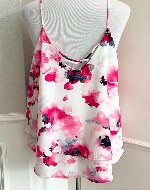 fab’rik Hot Pink Floral Camisole Blouse Large - Image 2