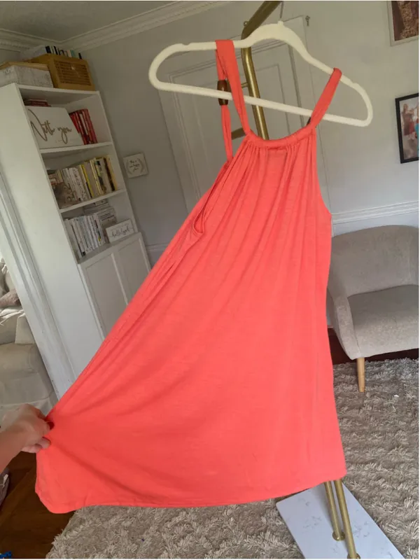 Portocruz Coral‎ Sleeveless Mini Dress Pockets Resort Beach Cover Up Vaca Boho M - Image 3