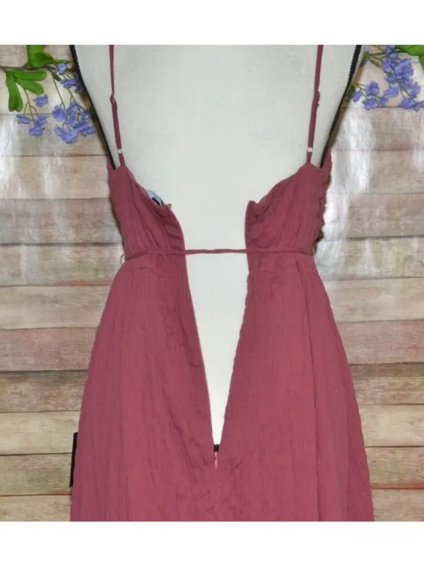 NWT Lulus Cue the Cuteness Mauve Twist-Front Midi Dress Size M Crinkle Texture - Image 8