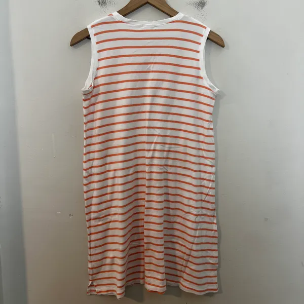 Lake Pajama Pima Cotton Nightgown Green Orange Stripe Sleepshirt Sleepwear - Image 3