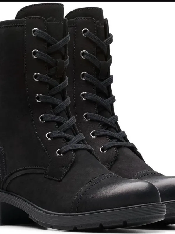 Clarks Black Lace-Up Women's Combat Boots - Image 2