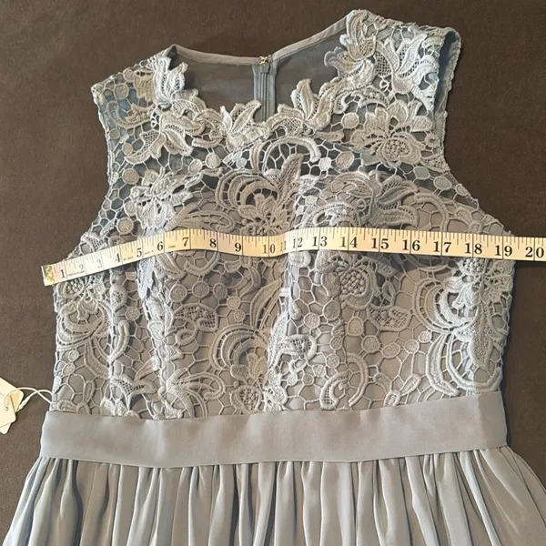 Women’s Blue Gray Chiffon & Lace Full Length Bridesmaid Formal Dress Size 12 NWT - Image 9