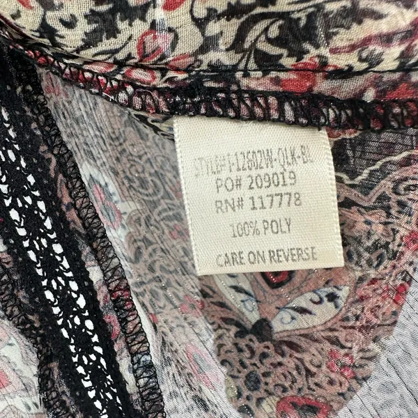 Love Stitch Size Small Blouse Brown Neutrals Paisley Boho Print Sheer‎ Overshirt - Image 6