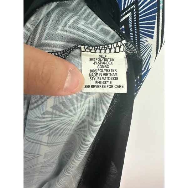 Notations Sleeveless Maxi Dress Womens Plus 1X Blue Geometric Hi Low Boho Resort - Image 6