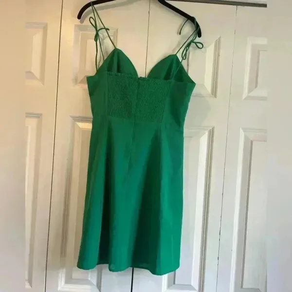 Elegant Green Spaghetti Strap Mini Dress Cocktail Party Sweetheart Neckline B26‎ - Image 2