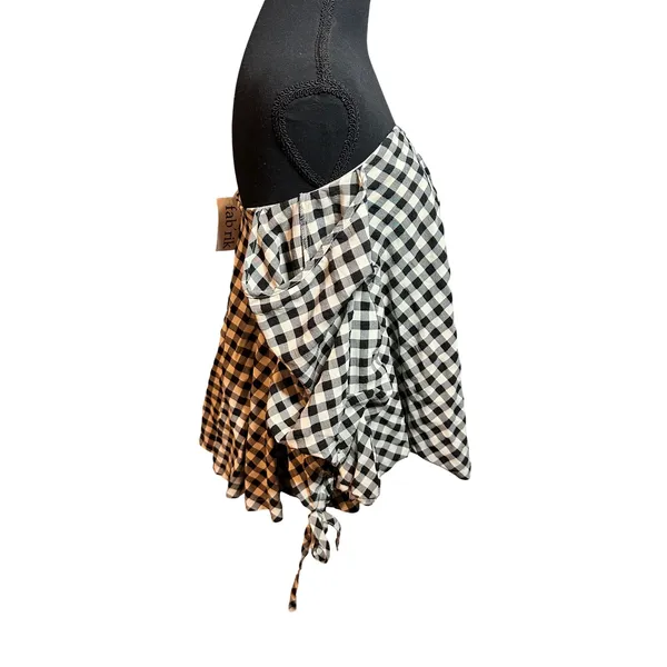 Miou Muse Mimi Gingham Off Shoulder Top Black White‎ Ruched Sleeve MMT448 Small - Image 3