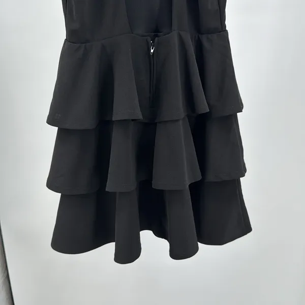 Altar'd State Black halter open back ruffle tiered Mini Dress M flirty dance - Image 5