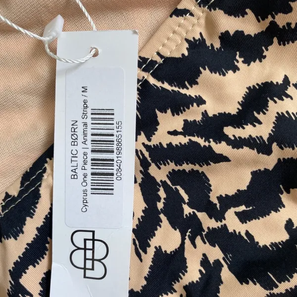 Baltic Born Cyprus One Piece‎ Swimsuit Animal Stripe Tan Black Cutout S0437B M - Image 8