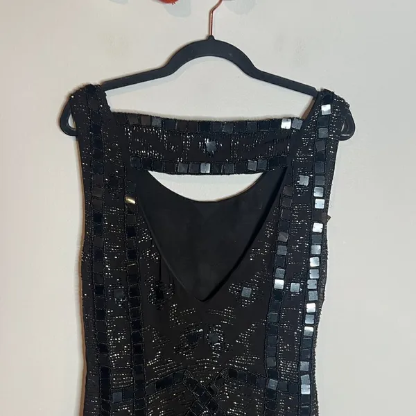 Free People Speak Easy Beaded Mini Dress Black - Image 6