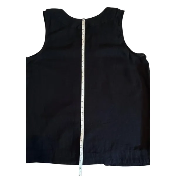 Croft & Barrow Womens XL Black Linen V-Neck Sleeveless Tank Top Pleated Bib - Image 7