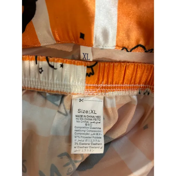 Halloween Pajama Set Pumpkin Bat Candy Satin Button Shirt Shorts XL Spooky Cute - Image 8