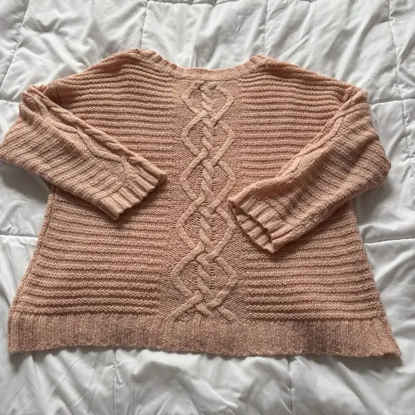 American Eagle Sweater Oversized Womens Medium V Neck Knit Pink Wool‎ Blend - Image 8