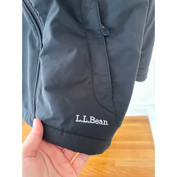 LL Bean Womens Black Softshell Fleece Lined Full Zip Jacket M Regular Size M - Image 2